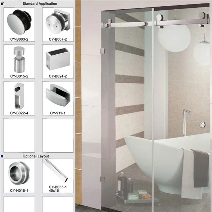 Lasisten suihkuovien laitteiston osat